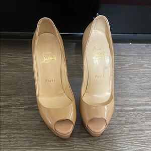 Christian Louboutin Nude Peep-Toe Heels